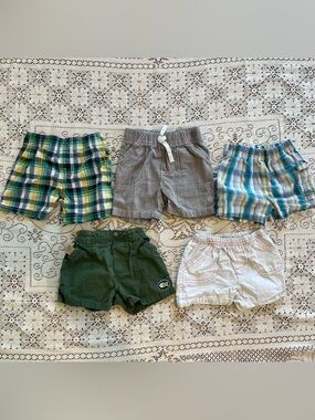 Baby boy size 6-9 mo shorts bundle 90s vibe multicolor 100% cotton plaid vintage